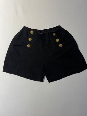 Black High-Waist Button Detail girls’s Shorts